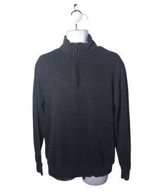 Van Heusen Mens Gray Half Zip Pullover Sweater Ribbed Knit Long Sleeve Size L